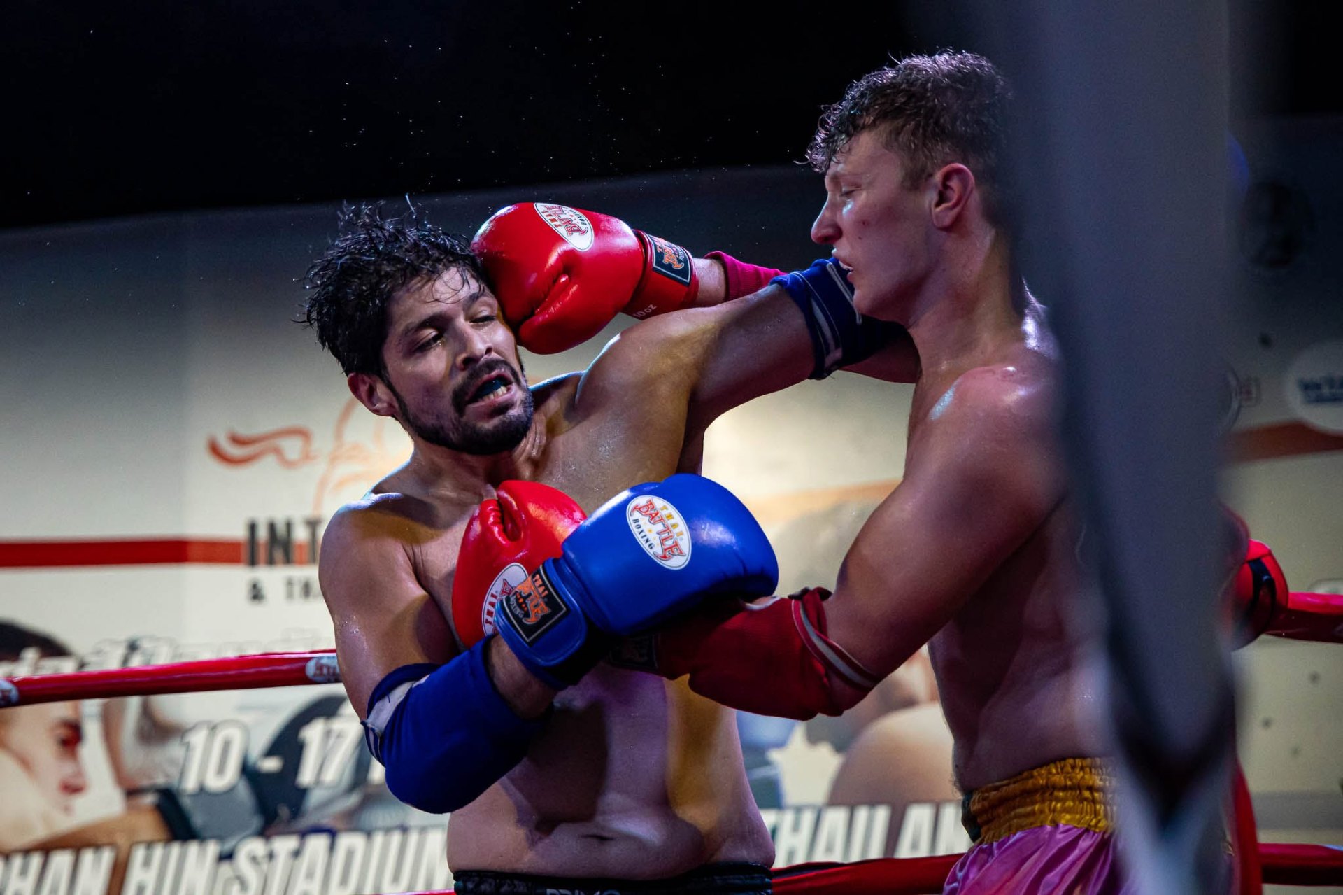 WMO USA fighter in the clinch during international competition