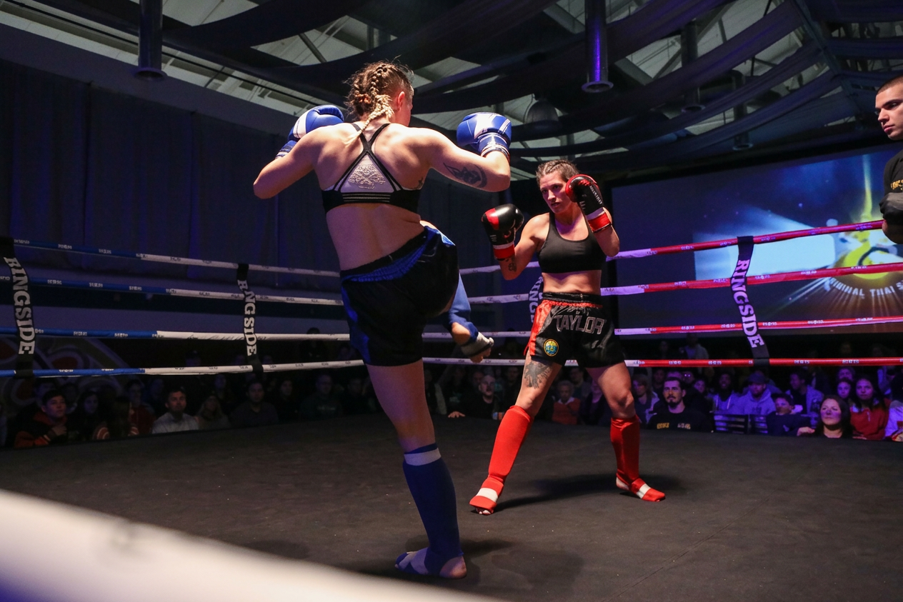 Women's Muaythai bout inside a WMO USA ring