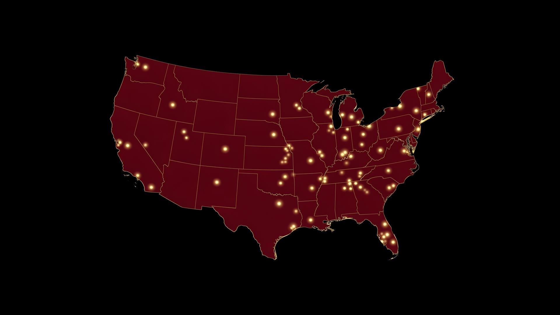 Map of the United States showing WMO USA regional representative presence