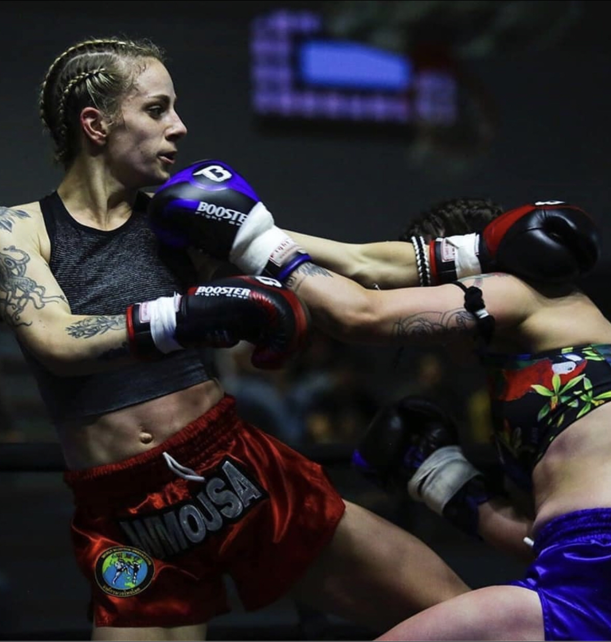 WMO USA female athlete landing a strike in competition