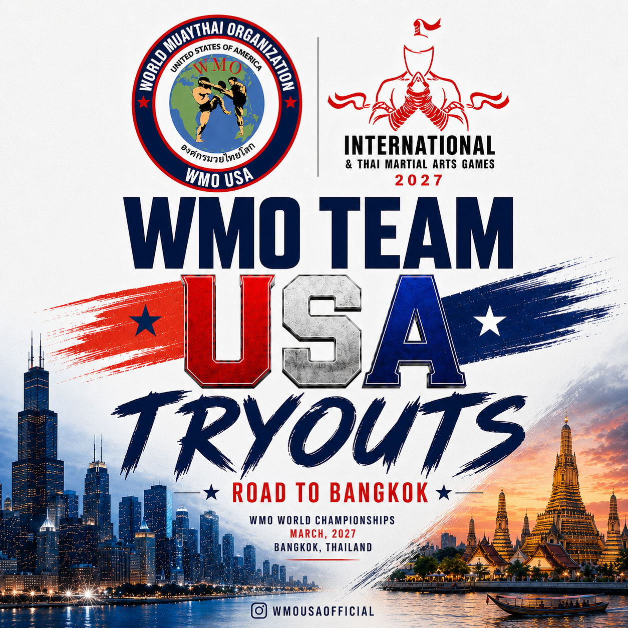 WMO Team USA Tryouts poster for the Road to Bangkok